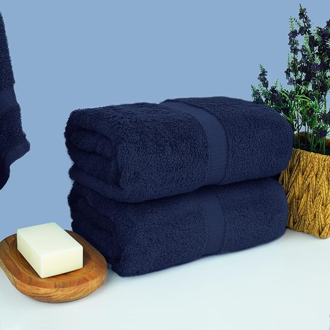 Chakir Turkish Linens, 100% Cotton Premium Quality Turkish Bath Sheets (35''x70'' Large Bath Sheet Towels - Navy)