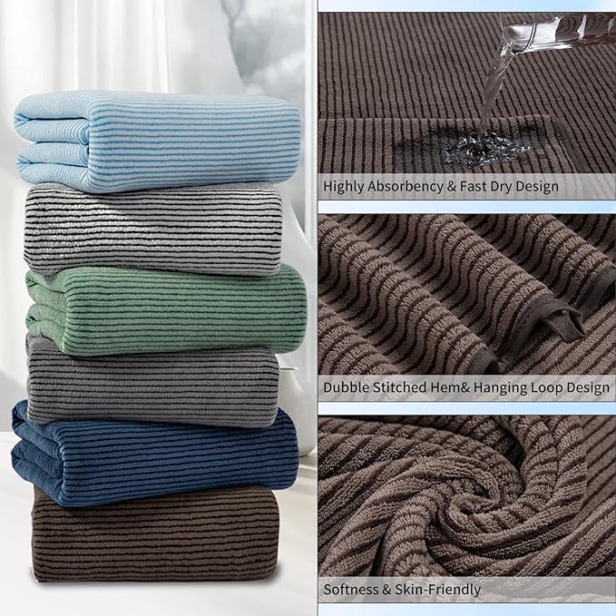 8-Piece Premium Towel Set for Bathroom|2 Oversized Large Bath Sheet,2 Hand Towels,4 Washcloths|Soft Cozy Highly Absorbent Fast Dry Microfiber Shower Towel Set for Hotel Bathroom Essentials,Dark Brown