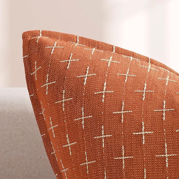 ZWJD Pillow Covers 22x22 Set of 2 Soft Polyester Textured Pillow Covers with Stylish Flange Edge Cozy Farmhouse Throw Pillows for Couch Bed Sofa Living Room