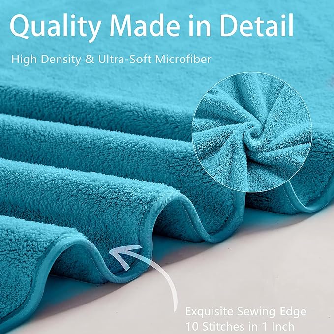 12 Piece Microfibers Towel Set, 2 Oversized Large Bath Towels, 2 Bath Towel, 4 Hand Towels, 4 Washcloths, Ultra Soft Absorbent Bathroom Towel for Home and Hotel Shower Towel Oversized Bath Sheet
