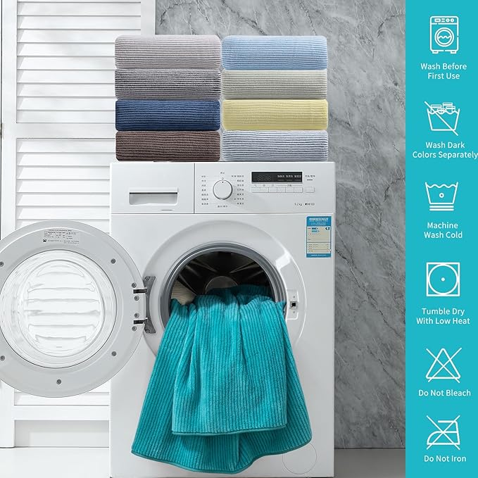 4 Piece Bath Towel Set 35"x70"Oversized Bath Towel for Bathroom Ultra Soft Fluffy Extra Large Bath Sheet Luxury Premium Bathroom Towel Highly Absorbent Quick Dry Shower Towel for Hotel Spa,Turquoise