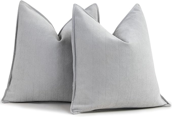 ZWJD Light Gray Pillow Covers 24x24 Set of 2 Chenille Throw Pillow Covers with Elegant Design Soft and Luxurious Decorative Throw Pillows for Couch, Bed, and Home Decor