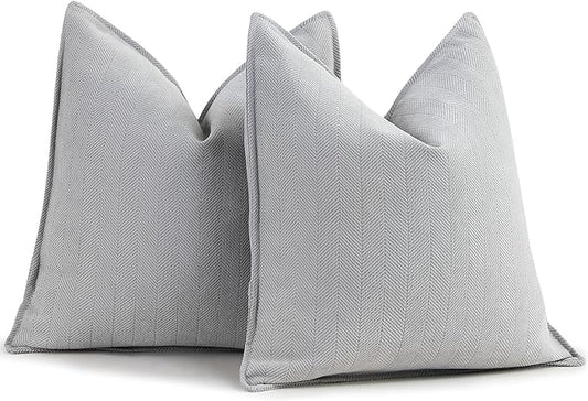 ZWJD Light Gray Pillow Covers 24x24 Set of 2 Chenille Throw Pillow Covers with Elegant Design Soft and Luxurious Decorative Throw Pillows for Couch, Bed, and Home Decor