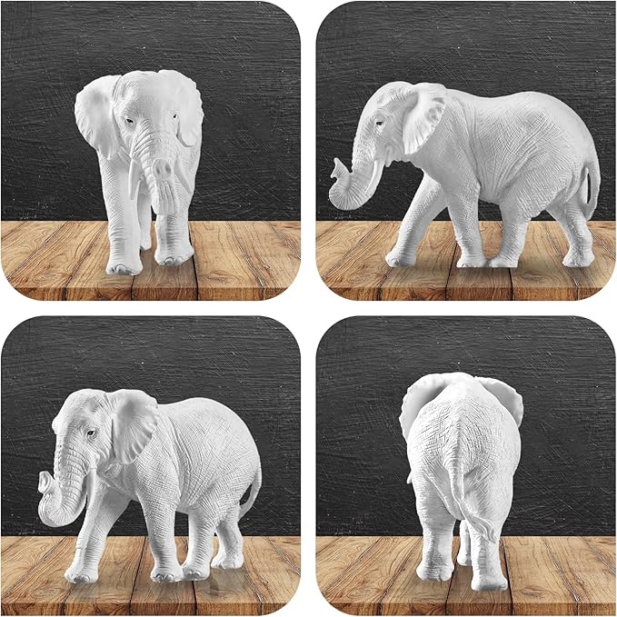 Thinker Statue Gold Decor Abstract Art Sculpture, Golden Resin Collectible Figurines for Home Living Room Office Shelf Decoration,Great Gift Ideas (Elephant-White)