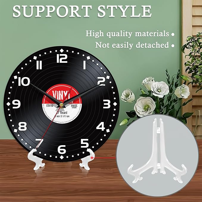 Wall Clocks,Record Wall Clock Decorative,Musical Black Kitchen Wall Clocks Battery Operated-10 Inch Round Bathroom Wall Clock Silent Non-Ticking