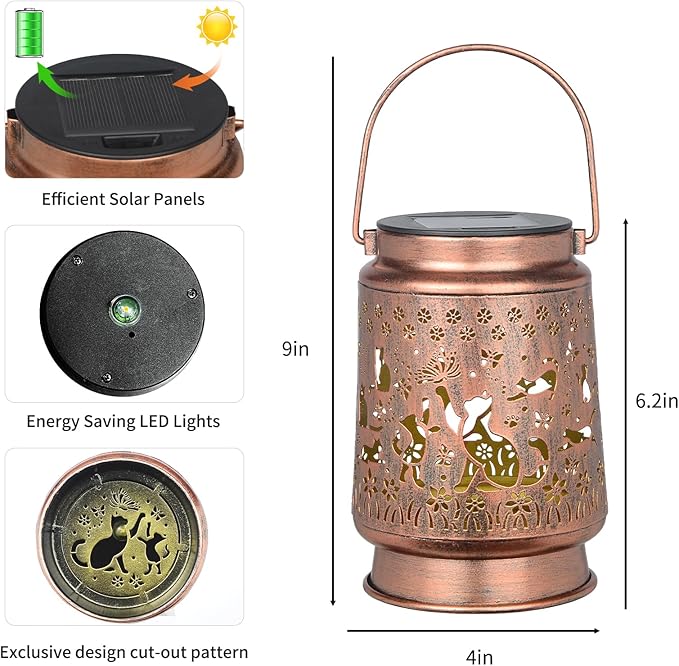 Styleonme Cat Lover Solar Light, Mother's Day Lantern Gift for Mom Grandma Women Sister, Hanging Image Cats Lanterns, Yard Corridor Garden Decor, Thanksgiving Day, Birthday Gifts