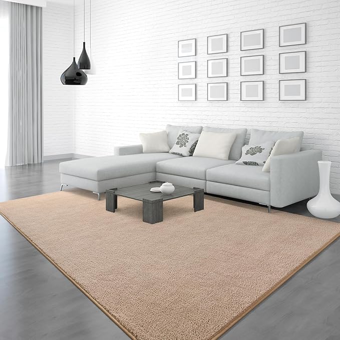 Soft Rugs for Living Room 6x9 Beige, Minimalist Area Rug for Bedroom Nursery Dining Table Dorm, Large Throw Rugs for Men Boys Girls Kids Room Indoor Floor Carpets
