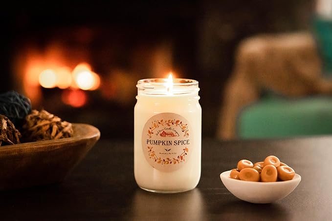 Pumpkin Spice Aromatherapy Candle 12 oz | 100% All-Natural Soy Wax & Essential Oil Infused | 60+ Hour Burn Time | Pet Safe + Smoke Odor Eliminating | Handmade in U.S.A. | Non-Toxic Candles