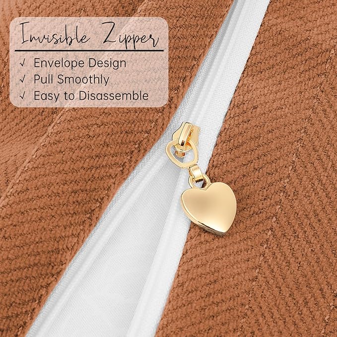 ZWJD Orange Pillow Covers 18x18 Set of 2 Chenille Throw Pillow Covers with Elegant Design Soft and Luxurious Decorative Throw Pillows for Couch, Bed, and Home Decor