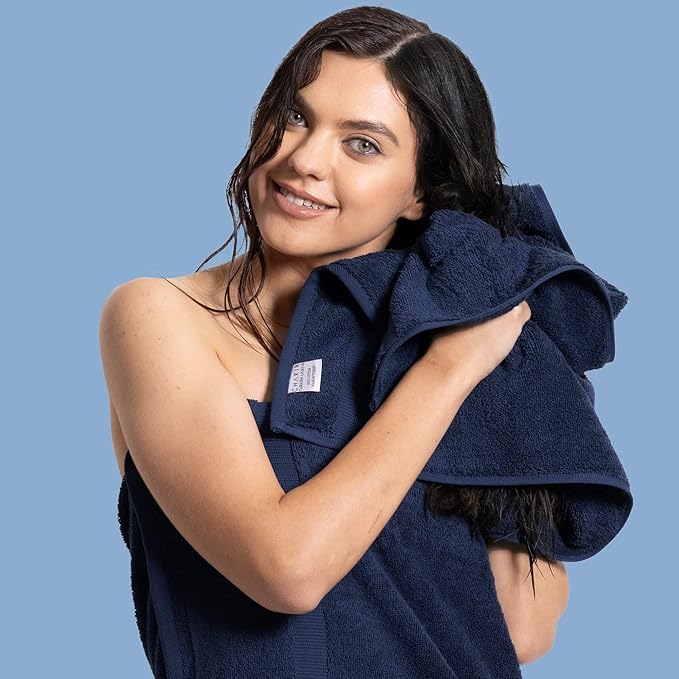 Chakir Turkish Linens Premium Cotton Absorbent Turkish Towels (Hand Towel - 4 Piece Navy Blue)