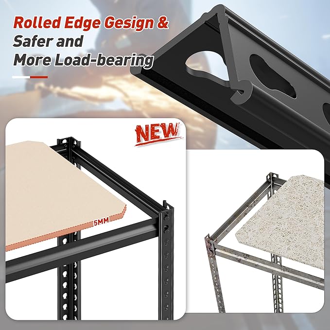 REIBII Storage Shelves Adjustable Metal Shelving 1600LBS Garage Shelves Industrial Metal Shelves 4 T ier Garage Shelving for Warehouse Basement Kitchen Pantry Closet, 11.8" D x 23.6" W x 56.7" H