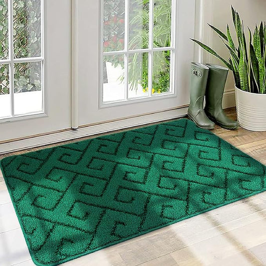 Walensee Indoor Doormat, Front Door Mat for Entrance (32"x48" Green) Machine Washable Entryway Rug, Non Slip Trapper Door Rugs Absorbent Dirt Low Profile Shoes Scraper Inside Floor Mats