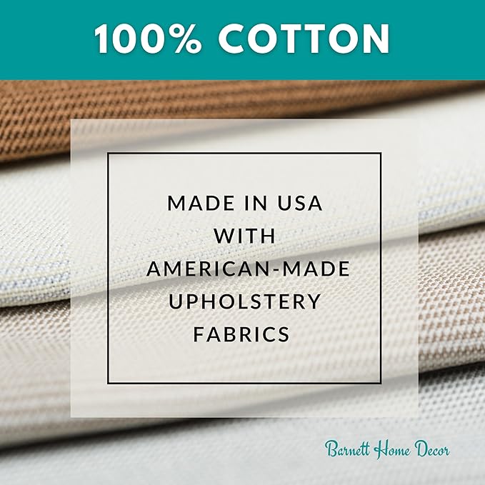 Barnett Home Decor Cotton Duck Natural Dining Chair Pad with Ties - 19 x 19 Size Large Chair Cushion - Latex Foam Fill - Solid Color Ivory, 100% Cotton, Made in USA (Unbleached Cotton)