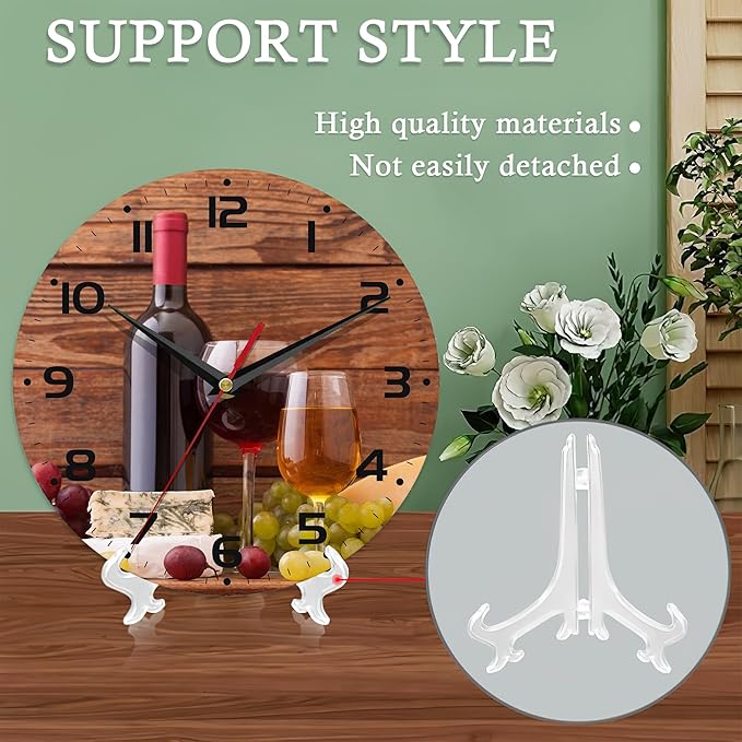 Wall Clocks,Red Wine Wood Wall Clock Decorative,Kitchen Wall Clocks Battery Operated-10 Inch Round Bathroom Wall Clock Silent Non-Ticking