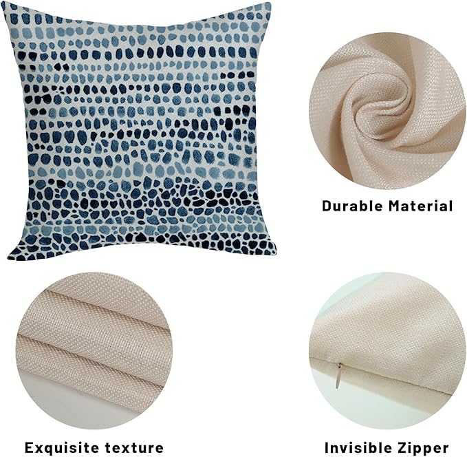 Boho Pillow Covers 18x18 Pack of 2 Blue Teal Polka Dot Throw Pillow Covers,Bohemian Abstract Modern Decorative Pillowcase Farmhouse Linen Cushion Case for Home Sofa,Outdoor Decoration