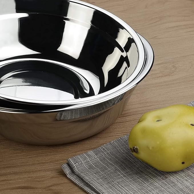 Morcte 4-Pack Stainless Steel Metal Prep Bowl, Mixing Bowl, 2 Quart