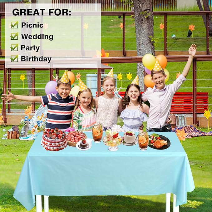 Craft And Party, 54 in x 300 feet Plastic Table Cover Roll for Party, Banquet, Picnic, Kids Activities for Any Size and Shape Table (Aqua, 54" x 300ft)