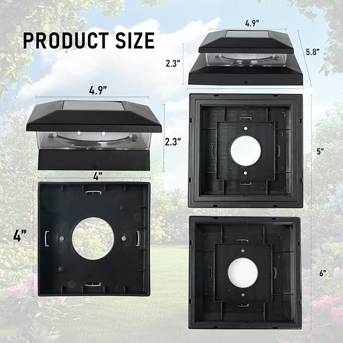 TW SHINE Solar Post Cap Lights Outdoor, 8 Pack Waterproof Solar Powered Deck Fence Post Lights, Warm White Post Light for Garden Patio Porch for 4x4, 5x5 or 6x6 Wooden Posts