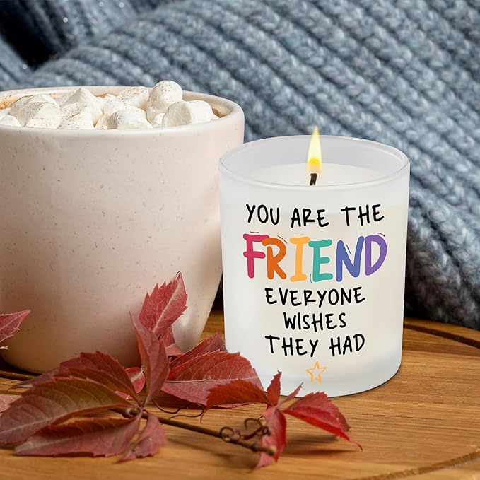 Friend Gifts for Women - Long Lasting Vanilla Lavender Candle 10 oz - Birthday Christmas Friendship Gifts for Women Friends BFF Soul Sister Work Bestie