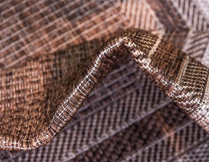 Unique Loom Outdoor Border Collection Area Rug - Soft Border (4' 1" x 6' 1" Rectangle, Brown/ Ivory)