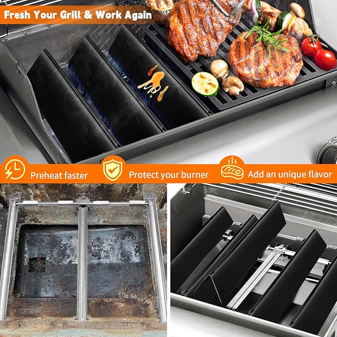 7636 Flavorizer Bars for Weber Spirit I & II 300 Series Gas Grill, and 69787 Burner Replacement Parts Suitable for Weber Spirit E-310 S-310 E-320 S-320 (Front-Mounted Control) Gas Grill