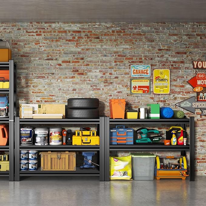 Garage Shelving Wire Storage Shelving Unit 5-Tier Heavy Duty 3000 lbs Load Capacity Storage Shelves, Adjustable Metal Shelves for Garage, Kitchen, and Pantry Storage(35.4"W x 15.7"D x 72"H)