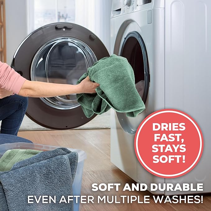 TEXTILOM 100% Turkish Cotton 3 Pcs Bath Towel Set, Luxury Bath Towels for Bathroom, Soft & Absorbent Bathroom Towels Set (1 Bathtowel, 1 Hand Towel, 1 Washcloth)- Green