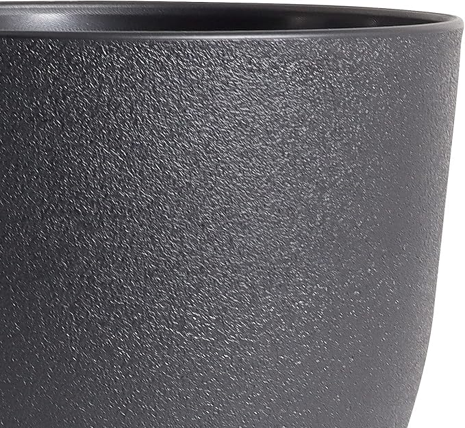 WOUSIWER Plant Pots 10/9/8 inch, Set of 3 Modern Decorative Plastic Planters with Drainage Holes and Saucers for House Plants Indoor Flowers Plants, Black