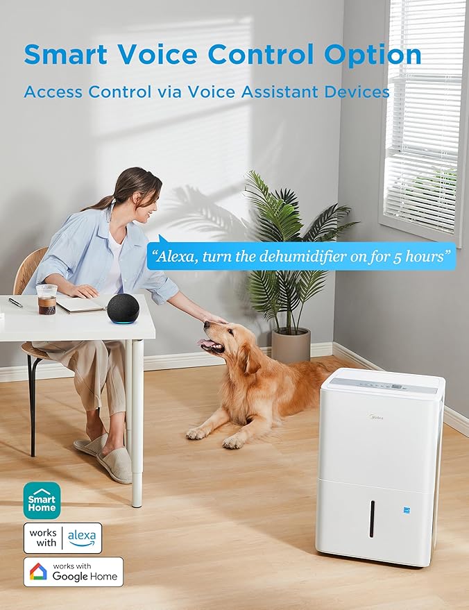 Midea 1,500 Sq. Ft. Energy Star Certified Dehumidifier With Reusable Air Filter 22 Pint - Ideal For Basements, Large & Medium Sized Rooms, And Bathrooms (White)