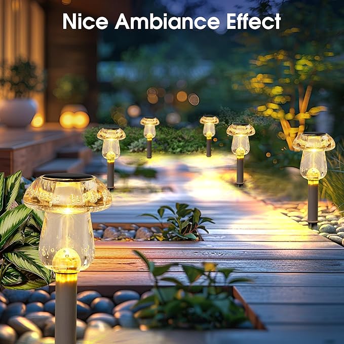 Solar Outdoor Lights, 8 Pack Waterproof Solar Mushroom Lights for Garden Yard Pathway Path Walkway Driveway Lawn Landscape Outside Decor(Warm White)