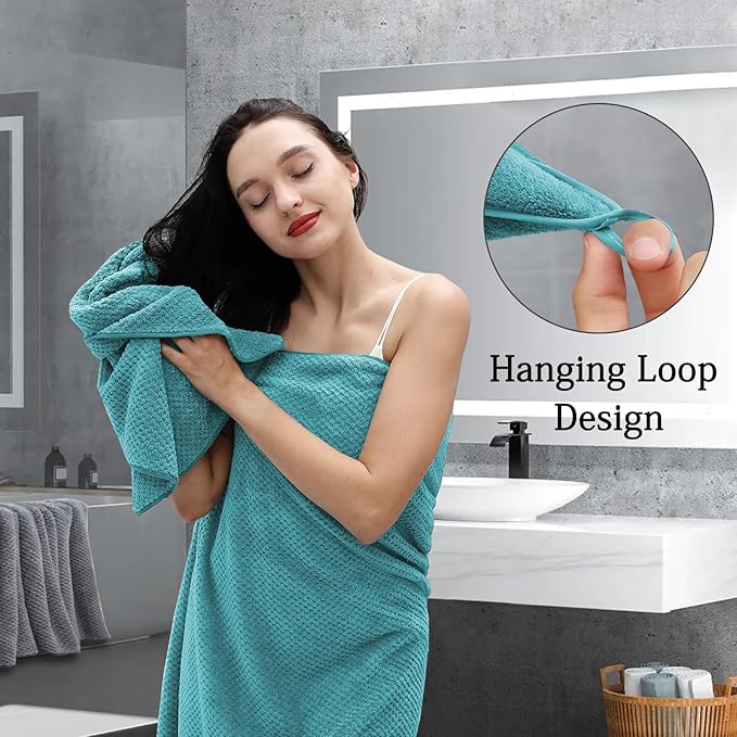 Hailea Extra Large Bath Towels Set 35x70 Inches - Aqua Luxury 600 GSM Oversized Bath Sheet Towel,Ultra Soft Microfiber - Quick Dry,Highly Absorbent Shower Towels Spa Hotel Bathroom Towel Set (4-Pack)