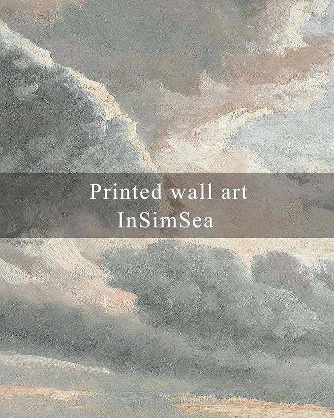 InSimSea Framed Canvas Wall Art Vintage Decor, Nature Wall Decor, Large Sky Clouds Sunset Wall Art Prints for Living Room, Classical Retro Paintings for Bedroom Office Home Decoration, 16"x24"