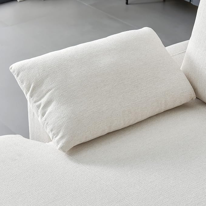 100'' Linen L-Shaped Left-Hand Facing Sectional Sofa with Metal Legs and 2 Pillows