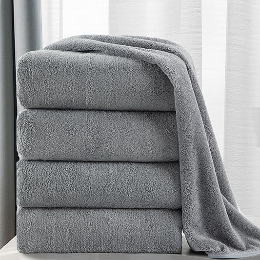 MINCHI 4 Piece Oversize Bath Towels Set, Ultra Soft Absorbent Bathroom Towel for Home and Hotel Shower Towel Oversized Bath Sheet, 35x70 Large Bath Towels 600 GSM, Gray