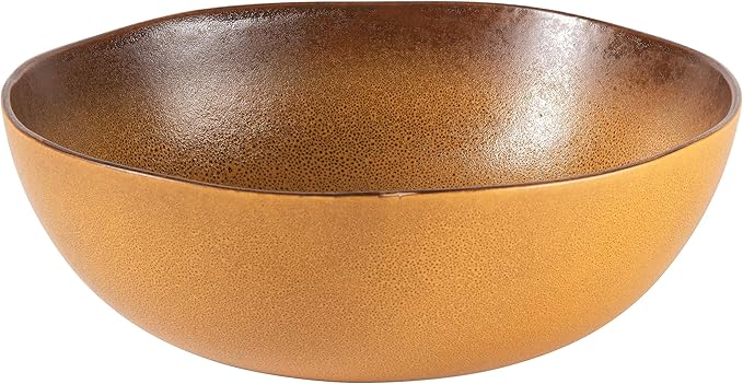 Bloomhouse Palermo Sun 2 Piece Serving Bowl and Oval Platter Stoneware Reactive Glaze Serveware Set - Turmeric Yellow