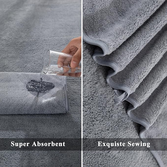MINCHI 4 Piece Oversize Bath Towels Set, Ultra Soft Absorbent Bathroom Towel for Home and Hotel Shower Towel Oversized Bath Sheet, 35x70 Large Bath Towels 600 GSM, Gray
