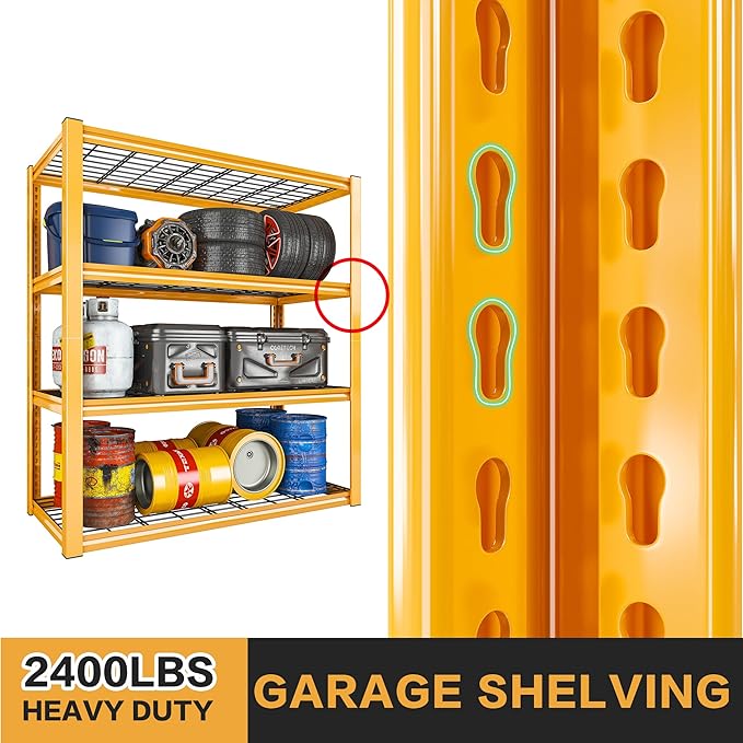 REIBII 40" W Garage Shelving 2240 LBS Storage Shelves Adjustable Heavy Duty Shelving 4 Tier Metal Shelves for Storage 59.5"H Metal Shelf for Pantry Basement Warehouse 40"W × 19.5"D × 59.5"H, 3 Pack