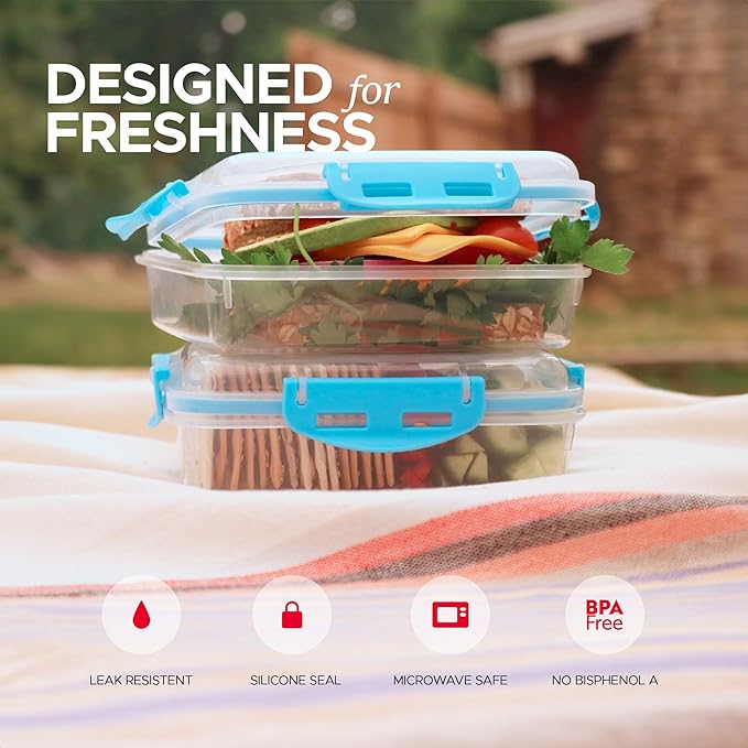 Tafura Kids 3 Pack Sandwich Containers, BPA Free Plastic, Microwave and Dishwasher Safe, Designed with Kid Friendly Lids