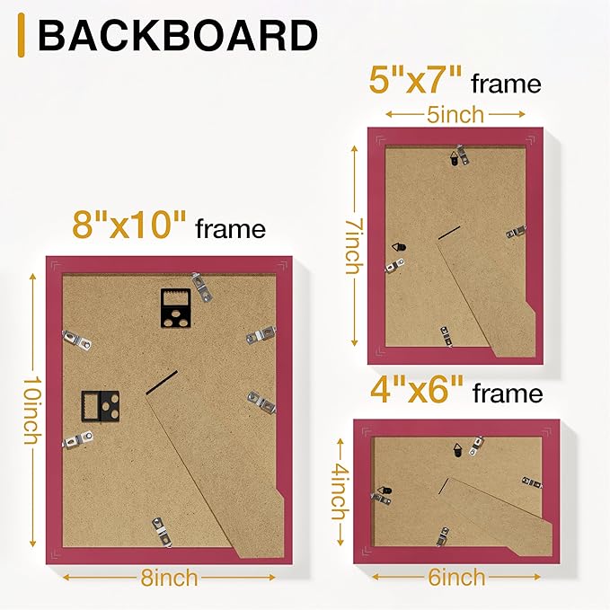 Vittanly 10 Pack Picture Frames Collage Wall Decor, Gallery Frame Set for Wall Mounting or Tabletop Display, Multi Sizes Including 2pcs 8x10, 4pcs 5x7, 4pcs 4x6, Red
