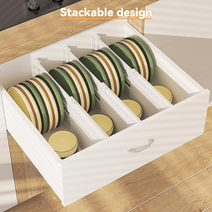 REBECAT 10 Pack Drawer Dividers for Clothes Adjustable Drawer Dividers 4" High Expandable from 11"-17" for Dresser Baby Clothes Bathroom Bedroom Kitchen and Office Storage,White