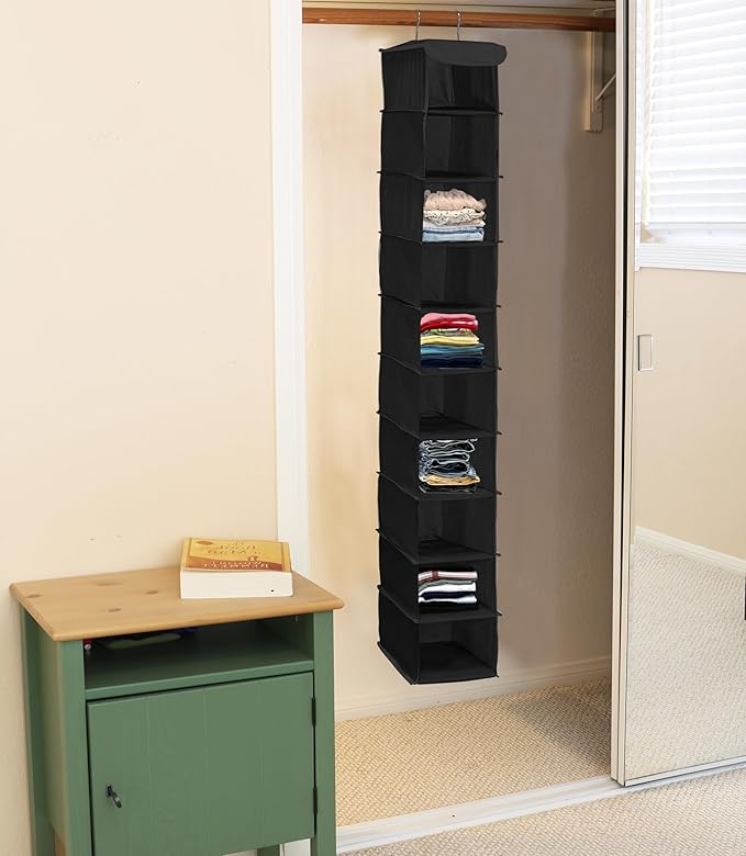 Simple Houseware 10 Shelves Closet Hanging Shoe Organizer, Black