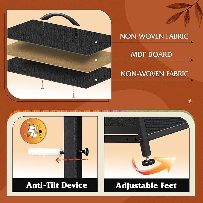 WLIVE Black TV Stand for 45, 50, 55 inch TV, Entertainment Center with LED Lights & Charging Station, TV Media Console Table with 8 Fabric Drawers and Open Shelves for Living Room, Hallway, Wood Top