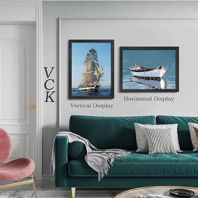 VCK 18x24 Poster Frame Set of 4 - Black, Gallery-Quality Wood Picture Frames, 1.1-Inch Wide Border, Polished Plexiglass, Vertical or Horizontal Wall Display for Photo/Art/Prints, Black