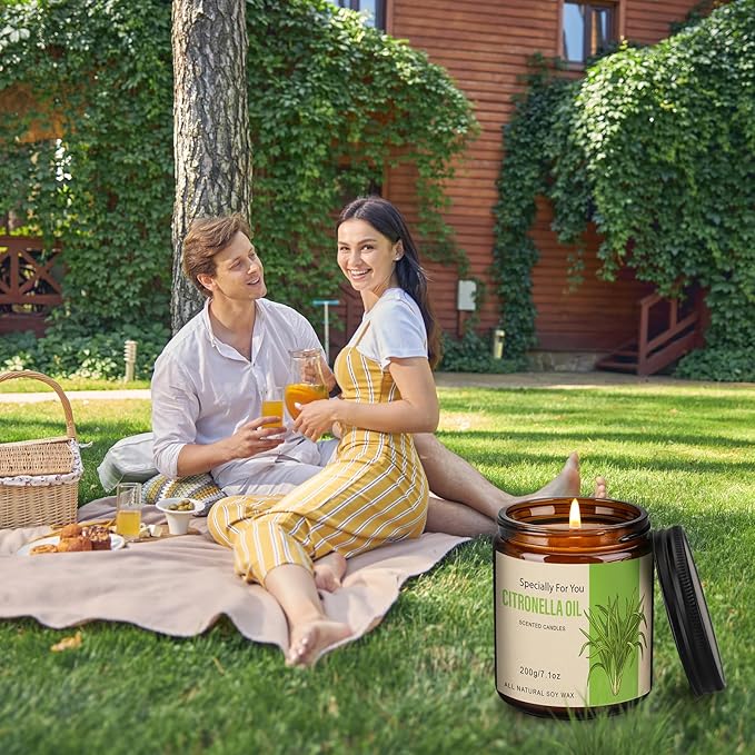 6 Pack Citronella Candles Outdoor, 42.6 Oz 300 Hours Burn Scented Citronella Candles, Citronellas Candle Set with Fresh Citronellas Oil and Natural Soy Wax for Camping, Garden, Patio, Yard, Balcony
