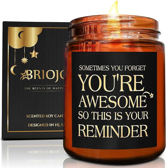Birthday Gifts for Women, Men - You're Awesome Soy Jar Candles - Unique Thank You, Friendship Gifts for Her, Best Friend, Sister, Girlfriend - Relaxing Stress Relief Scented Candle for Home