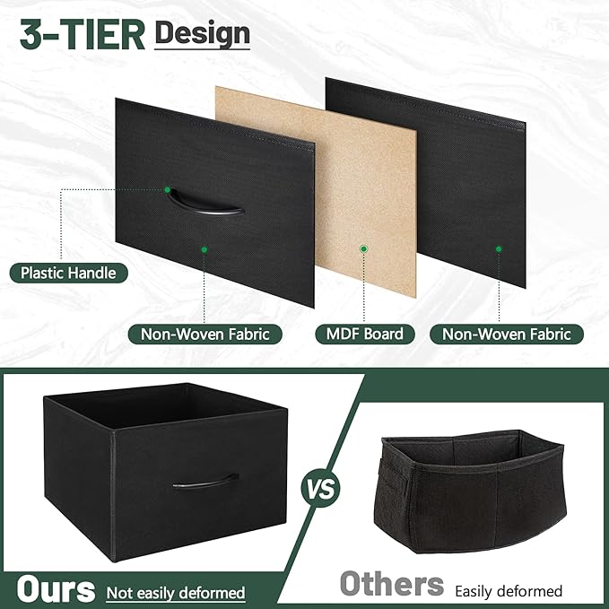 TV Stand for Bedroom, Television Stand for TV up to 55 Inch Entertainment Center Dresser with 4 Drawers Open Storage Shelves for Living Room, Entryway (Black and Charcoal Black)