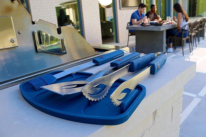 Ignite Grilling Trivet – 100% Non-Slip Silicone BBQ Mat – Reusable Tool Holder for Tongs, Spatula & Basting Brush – Keeps Grill Clean & Organized – Easy to Wash