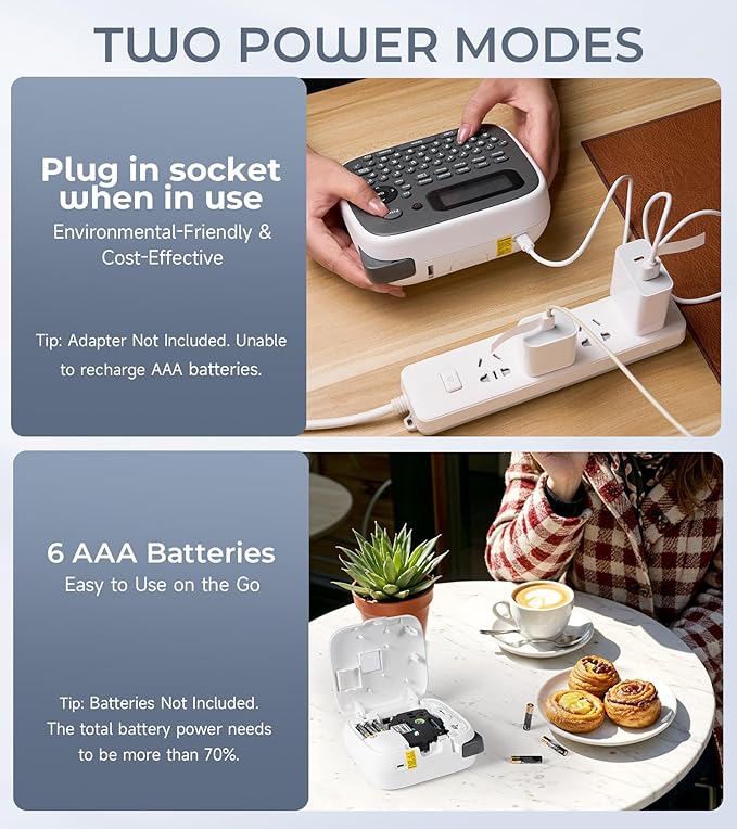 Label Maker Machine with Tapes, Label Makers, Label Maker Waterproof-Labels, Labeler Machine with-Tape 12mm 0.47 Laminated White, D210s Inkless Portable Labeling Machine for Home School Office