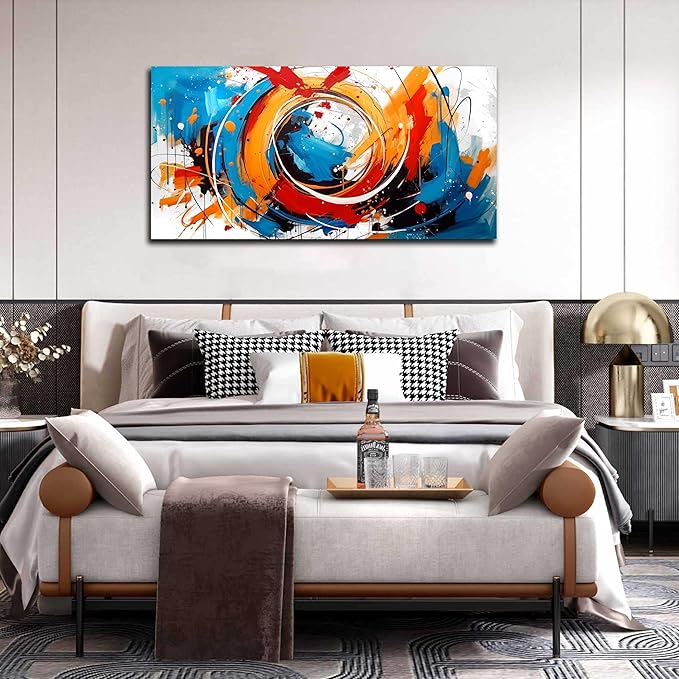 Abstract Wall Art for Office - Colorful Wall Art for Bedroom Ready to Hang Size 24" x 48"