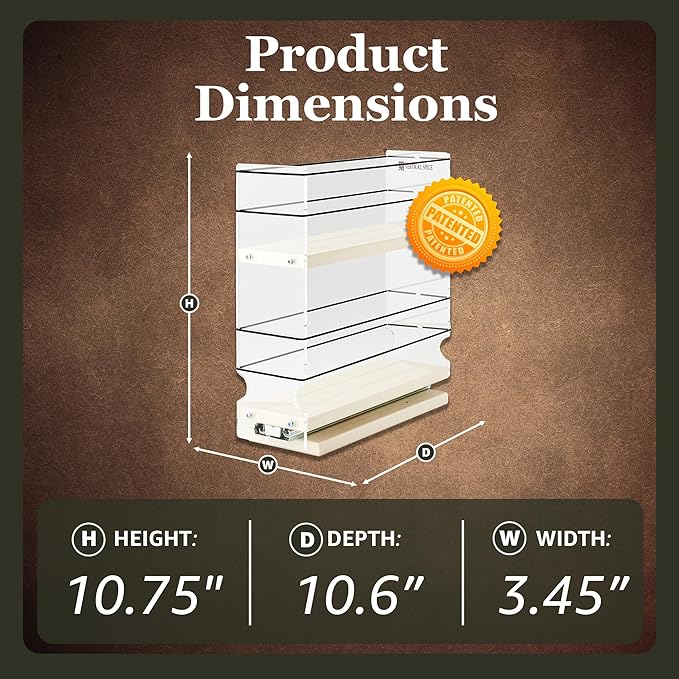 Vertical Spice - Sliding Spice Rack Organizer for Cabinets - Pull Out Shelves for Upper Kitchen Cabinets - Cabinet Organizer/Storage - USA Made - 2 Tiers - 3.45" x 10.75" x 10.6"(Cream, Assembled)